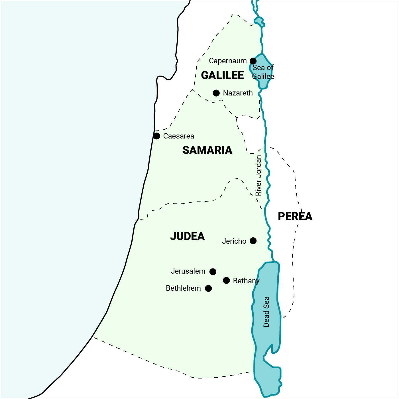 Map of Israel during Jesus' life.
